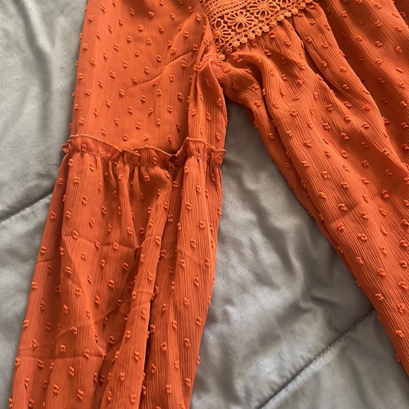 Fall rusty long sleeve flowing dress - Picture 6 of 11